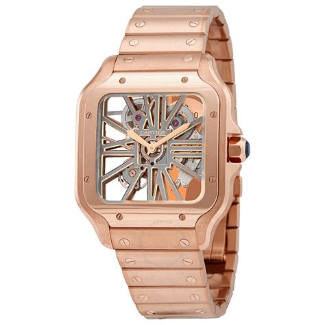 cartier skeleton rose gold|cartier santos skeleton 18k.